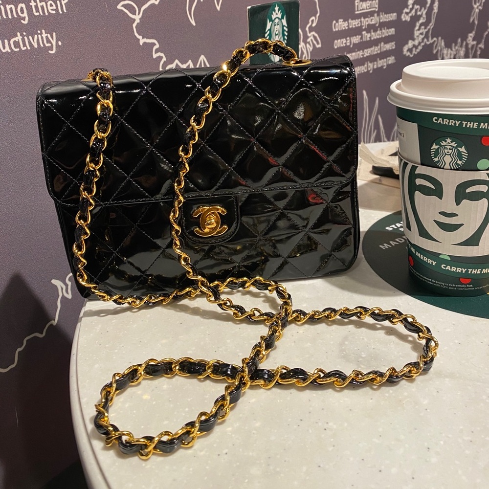 Chanel mini square patent leather vintage